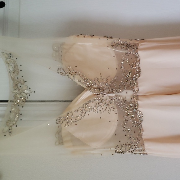 Size Small Embellished Fashion Nova Cream Gown - Picture 3 of 4